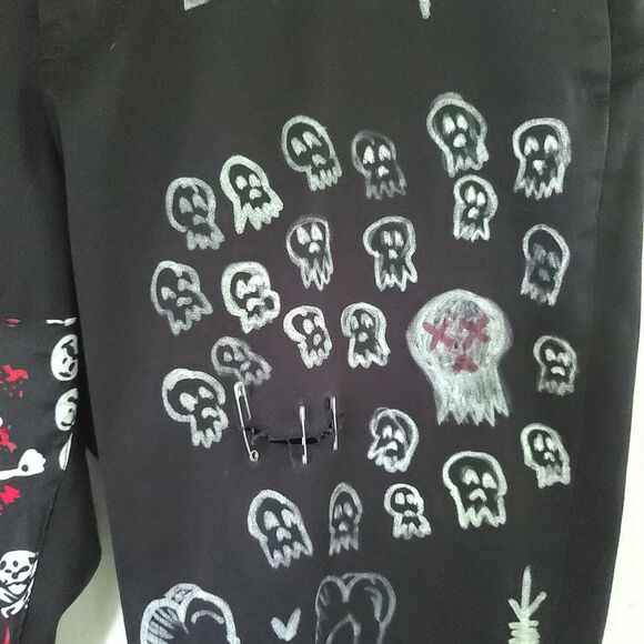 Crust Punk Perry Ellis Custom Pants Sz 36x29 Goth Metal Moto Rock Hiphop Grunge - Picture 7 of 16